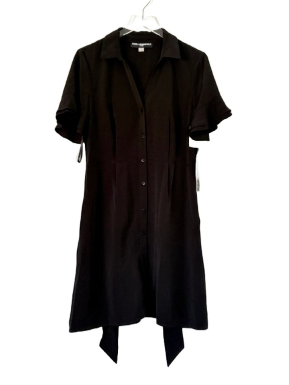 ⭑Karl Lagerfeld Black Tie-Waist Shirt Dress